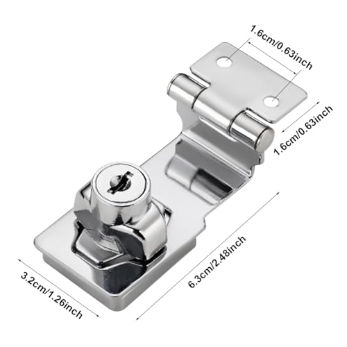 Image of EMVANV Keyed Hasp Lock, 90 Degrees Lock Hasp T-wist Knob Keyed Locking Hasp Safety Door Clasp for Small Doors Drawer and Cabinets(Silver)
