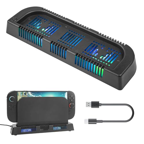 Ventilateurs de Refroidissement pour Switch 2,Ventilador Doble Con Iluminación Rgb,extra USB Extensión,Support Vertical Avec 2 Vitesses de Ventilation Réglables