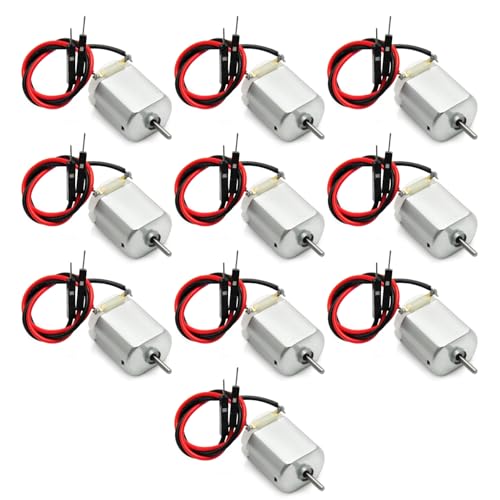 XYRSTOLR 10Pcs DC Motor 1-6V Electric Motor with Wire 130 Motors Miniature DC Motors Micro Mini Motors for Robotics Projects, RC Boat DIY Airplane Car, Science Experiments