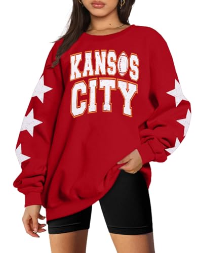 MNLYBABY Football Sweatshirt Women Game Day Sweatshirts in My Game day Era 87 Graphic Long Sleeve Tops Ruby Red