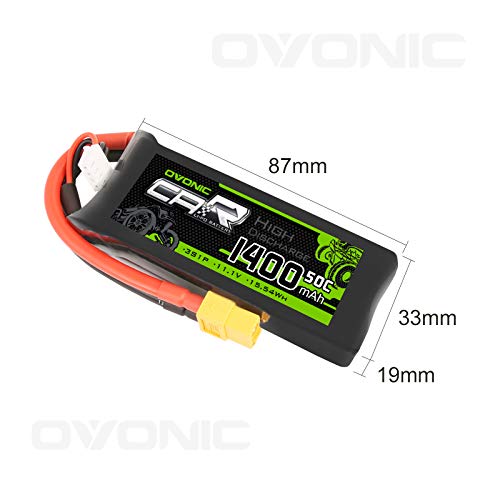 Ovonic 3S Lipo Battery 50C 1400Mah 11.1V Lipo Battery With Xt60+Trx Connector For Rc Airplane Helicopter Quadcopter Multi-Motor #TOP2