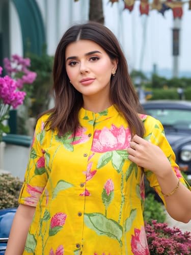 Image of GoSriKi Women's Rayon Viscose Printed A-Line Kurta with Pant