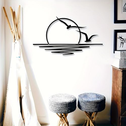Arte de pared de metal del amanecer, decoración de la pared del m...