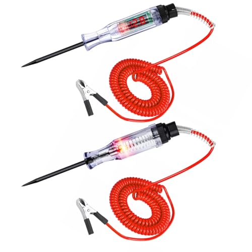 Car LED Circuit Detection Digital Display Pen, 6V/12V/24V Line Multifunctional Induction Test Pen with Retractable Spring Wire, Two-Way Voltage Tester, Universal Accessories for Car (Red)