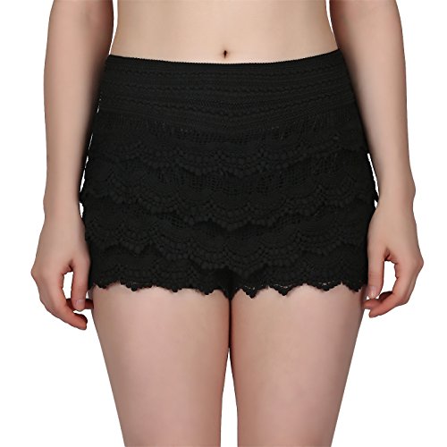 HDE Women's Lace Shorts Fitted Scallop Hem Crochet Mini Hot Pants (Black, Medium) HDE Women's Lace Shorts Fitted Scallop Hem Crochet Mini Hot Pants (Black, Medium)