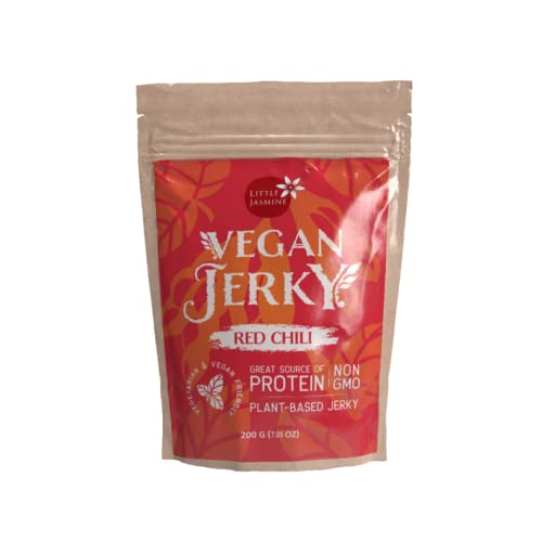 Little Jasmine Vegan Jerky, Red Chili Flavor, Plant Based Protein, Vegan Food, 7.05Oz #TOP17