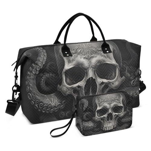 Large Travel Duffel Bag, Animal Skull Sports Tote Gym Bag, Shoulder Weekender Overnight Bag for Women Men, Carry On Luggage with Toiletry Bags