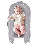Loonah Newborn Baby Lounger Cover with 'Hello World' Sign, Compatible with Dock A Tot Deluxe+ Lounger (Silver), Hypoallergenic & Machine Washable - 100% Cotton Cover for Baby Dock Lounger (Cover Only)