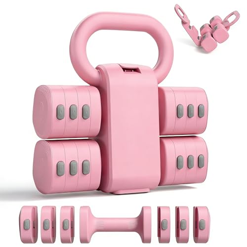 Angju 2-in-1 Adjustable Dumbbells Set, 4 Levels Free Weights Dumbbell Set of 2 with Kettlebell Form, Each 1/1.5/2/2.5kg Quick Change Weight Women Dumbbell Set for Home Gym & Outdoor Exercise Training