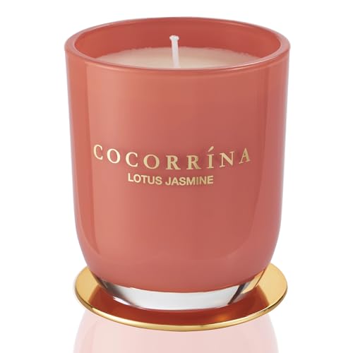 Cocorrína Candle Bougie Parfumée en pot - Lotus Jasmine, Durée de combustion jusqu'à 22 heures, Bougie Naturelle de Soja, Bougie Cadeau de Noël, 180g