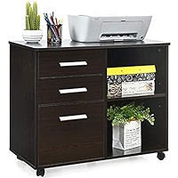 COSTWAY Mobile File Cabinet, 5 Drawers Lateral Stationery Storage