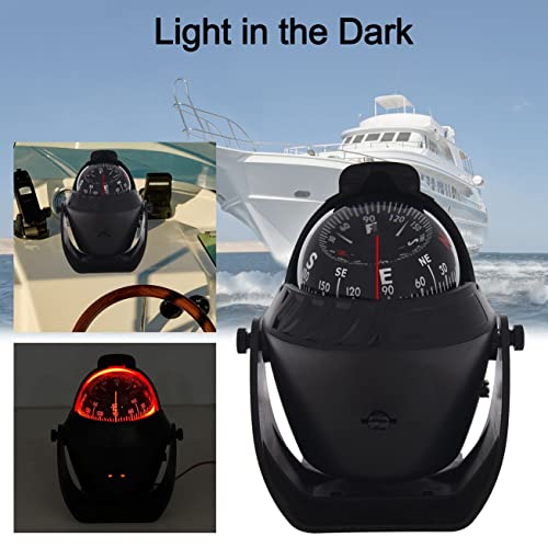 Ityaguy Marine Boat Compass Led Light Navigation Pivoting Electronic Sea Compass Automotive High Precision Compass For Sailing Boat Car Truck (Black) #TOP4