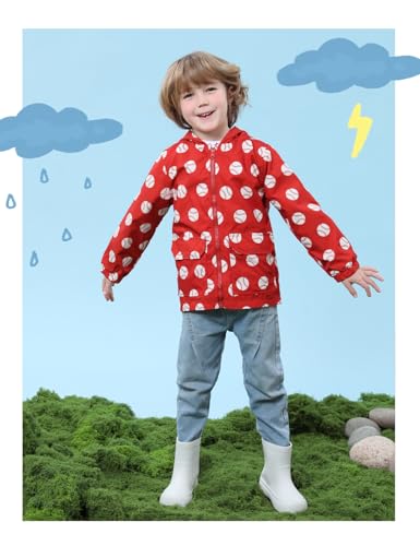 Image of COSLAND Toddler Boys Girls Rain Jacket Waterproof Hooded Raincoat, 2-5T