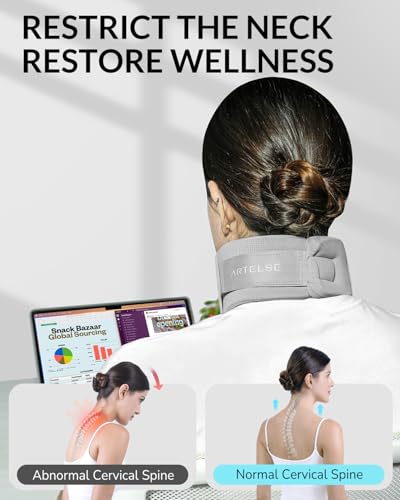 Artelse Ice Silk Neck Brace - Soft, Breathable Cervical Collar for Pain Relief & Posture Correction - Washabel Anti-Snoring Support for Comfortable Sleep - Ideal for Office Workers - Thumbnail 3