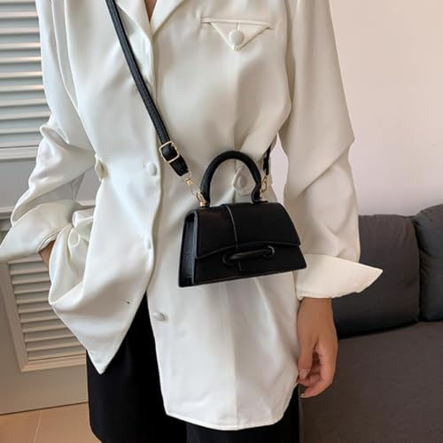 Mini Shoulder Bag Cute Top Handle Bag Solid Crossbody Bag Stylish Tiny Leather Purse with Adjustable Strap for Women2