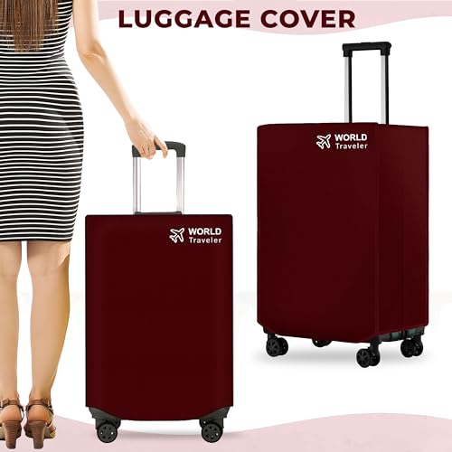 Image of Kraptick Non-Woven Luggage Cover - Waterproof, Dustproof, and Stretchable Luggage Protector Cover, Durable Non-Woven Luggage Case for Trolley Bags with Stretchable and Durable Design (Red-20 Inch)