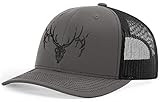 HORN GEAR Trucker Hat -Deer Skull Hat (Charcoal/Black)
