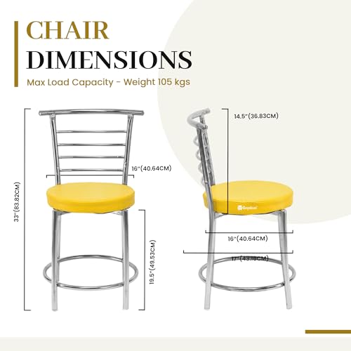Image of Goyal steel & furniture Chairs for Dining Table, Steel Chair, Dining Chair with Comfortable Cushion (4, Yellow, Standard)