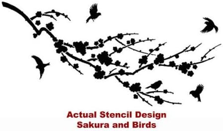 Miniatura 5 de Plantilla para paredes Sakura y pájaros - Plantillas reutilizables mejor que calcomanías de pared