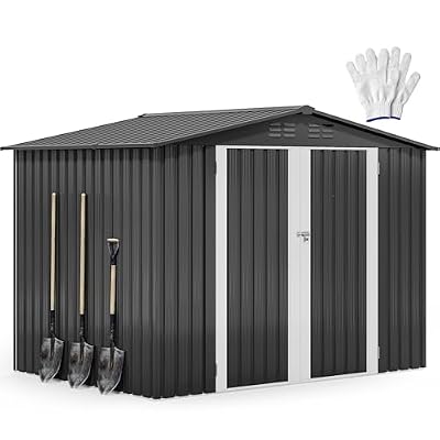 DWVO 7'x5' Large Metal Outdoor Storage Shed, Heavy Duty Tool Storage Sheds for Backyard Patio Lawn - Ideal for Bicycles, Garden Tools, and Lawn Equipment, Easy-to-Assemble, Dark Gray