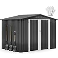 DWVO 8'x6' Large Metal Outdoor Storage Shed, Heavy Duty Tool Storage Sheds for Backyard Patio Lawn - Ideal for Bicycles, Garden Tools, and Lawn Equipment, Easy-to-Assemble, Dark Gray