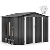 DWVO 8'x6' Large Metal Outdoor Storage Shed, Heavy Duty Tool Storage Sheds for Backyard Patio Lawn - Ideal for Bicycles, Garden Tools, and Lawn Equipment, Easy-to-Assemble, Dark Gray