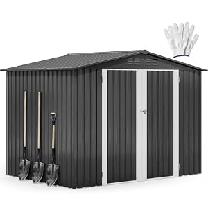 DWVO 7’x5′ Large Metal Outdoor Storage Shed, Tool Sheds, Dark Gray