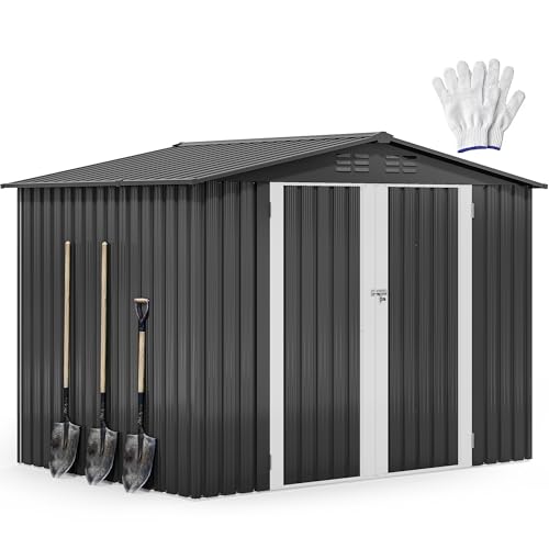 DWVO 7'x5' Large Metal Outdoor Storage Shed, Heavy Duty Tool Storage Sheds for Backyard Patio Lawn -...