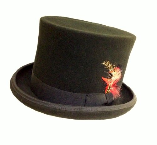 Jacobson Hat Company Wool Felt Bell Top with Satin Lining 7 Inch Tall, Black, Large/X-Large