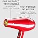 Ceramic Infrared Lightweight Hair Dryer with Diffuser, 1875W Professional Grade Ionic Blow Dryer Quite Hairdryer DC Motor, 2 Speeds and 3 Heat Settings, Cool Button, Concentrator, Comb