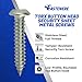 Fastenere Torx Security Sheet Metal Screws - #10 x 1 (25-Pack) Button Head, Tamper-Resistant, Anti Theft Stainless Steel Screws for Higher Level of Safety & Secure Fastening Solution