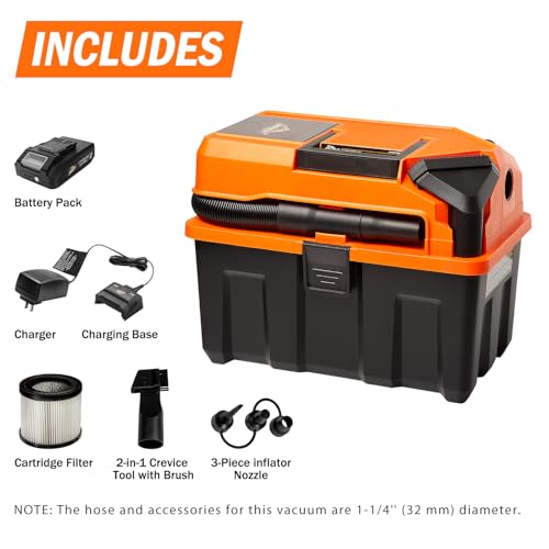 Image of Armor All DVTB202 0902 2.5-Gal 20V Cordless Wet /Dry Vac with 2.0Ah Battery