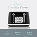 Swan ST19025BLK Elegance 4 Slice Toaster with 7 Browning Levels, Defrost and Reheat functions, Anti-Jam and Cord Storage, 2100W, Black