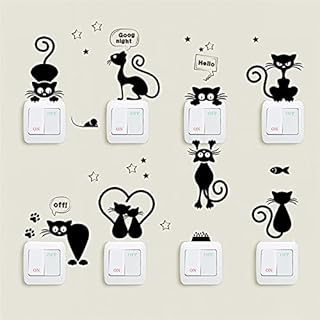 Stickers muraux chat sous interrupteurs salle de bain dessin animé maison salon chambre déco adesivo de parede décor à la maison