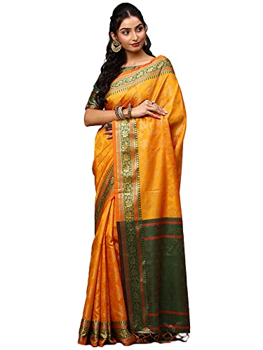 Image of AKHILAM Women's Banarasi Silk Woven Design Saree With Unstitched Blouse Piece (RYLBNR06 Parent)