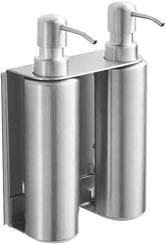 Refillable Liquid Stainless Steel Wall Mounted Soap Dispenser Bathroom Squeeze Bathroom Lotion Dispenser Hole Free Installation Round(Silver)