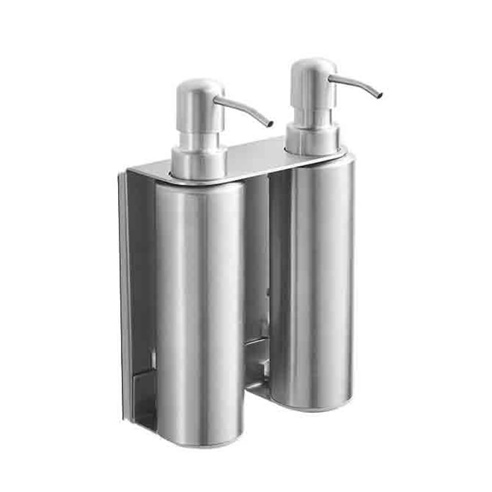 Distributore di sapone Distributore di sapone da parete in acciaio inossidabile, distributore lozione bagno, installazione senza fori, rotondo(Silver)