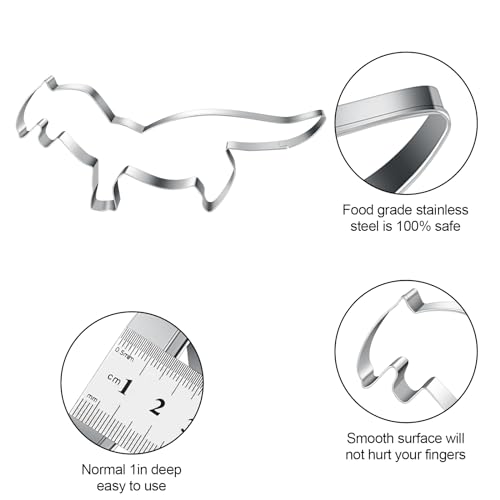 Dinosaur Cookie Cutter 5 Different Types Molds Shapes Set Sandwich Cutters for Lunch Box Fruit Veggie Cutter DIY Party Decor, Pack of 5 - Thumbnail 3