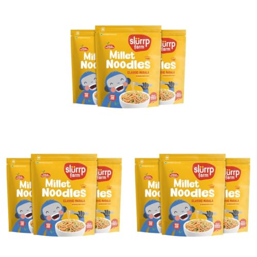Image of Slurrp Farm No Maida Millet Noodles | Not Fried, No MSG | Classic Masala Millet Noodles Pack of 9-192g Each