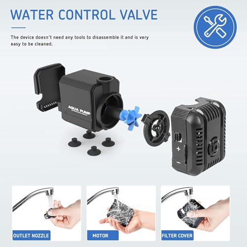 Image of Simple Deluxe 210GPH 8W Water Table Pump (800L /H), Pond Pump with 2 Nozzles, Perfect for Fish Tank, Pond, Aquarium, Statuary, Hydroponics, Black