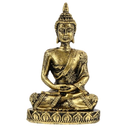 GARVALON - GARVALON Bronze Buddha Figurine Sitzend Skulptur Dekorativ Sammelbar für Wohn Bürodekoration Lebensnahe Antike Optik Stabile Bronzequalität