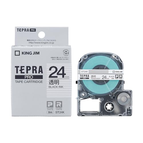 キングジム 【純正】 テプラPROテープカートリッジ 24mm 透明ラベル/黒文字 長さ8m ST24Kの商品画像（Amazon）