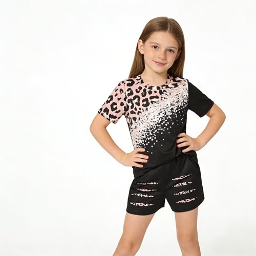Image of Axumity Kid Toddler Girl Clothes Summer Ruffle Sleeve Figure Graphic Shirt + Shorts Summer Outfits Set