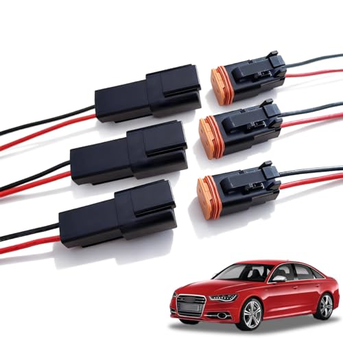 Suno Power 14 AWG 2 Wire Connectors, 2 Pin Deutsch Waterproof Connector Kit for Caravan/Boat/Trike/Truck/Car/Motorcycle, 3 Pack Male and Female Way Auto Electrical Connectors