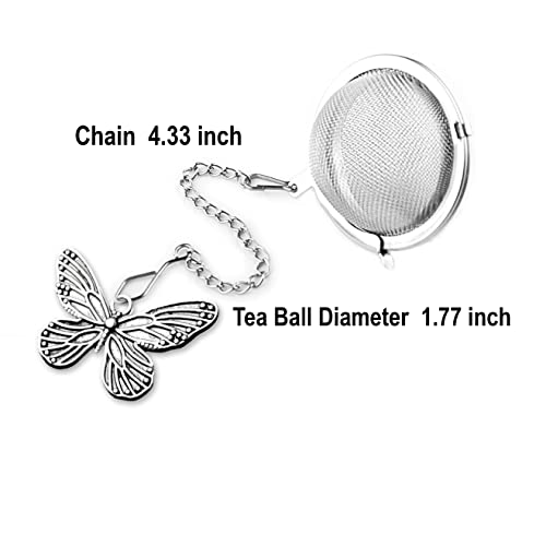 2Pcs Teasanavie Tea Infuser，Loose Tea Steeper Couple Handmade Honey Bee & Butterfly Tea Strainers For Loose Tea, Tea Strainer With Bee Charm Pendant Tea Ball Set Gifts For Women #TOP1
