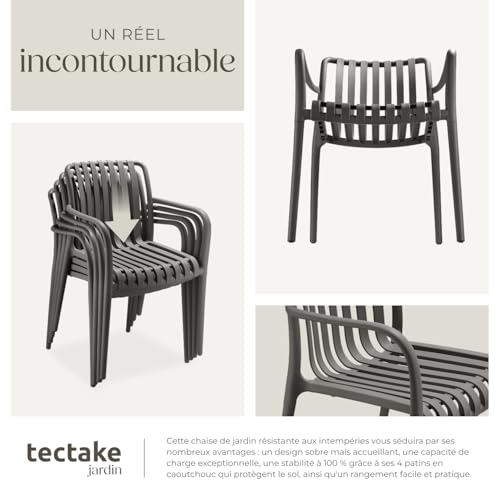 Chaises de jardin TECTAKE Lot de 4 chaises ALCUDIA empilables et résistantes intempéries 545 x 58 x 805 cm - vue 7