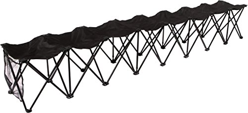 Portable Sports Bench with Case - Sits 8 People - By Trademark Innovations (Black)