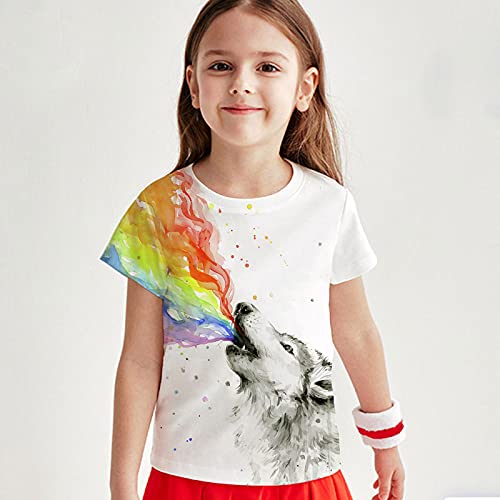 Wolf T-Shirt For Boys Girls, Super Breathable Short Sleeve Crewneck Beach Tee Shirt，Summer Casual Cool Realistic Graphic Crewneck Shirts For Teen 6-16Year #TOP2
