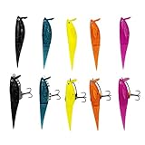 MSIZNX 10PCS Soft Plastic Fishing Lures Swimbait Kit - 5 Pre-Rigged & 5 Replacement Baits - Topwater & Sinking Bass Fishing Baits Set - Adjustable Wings TPE Soft Baits for Largemouth Trout Pike