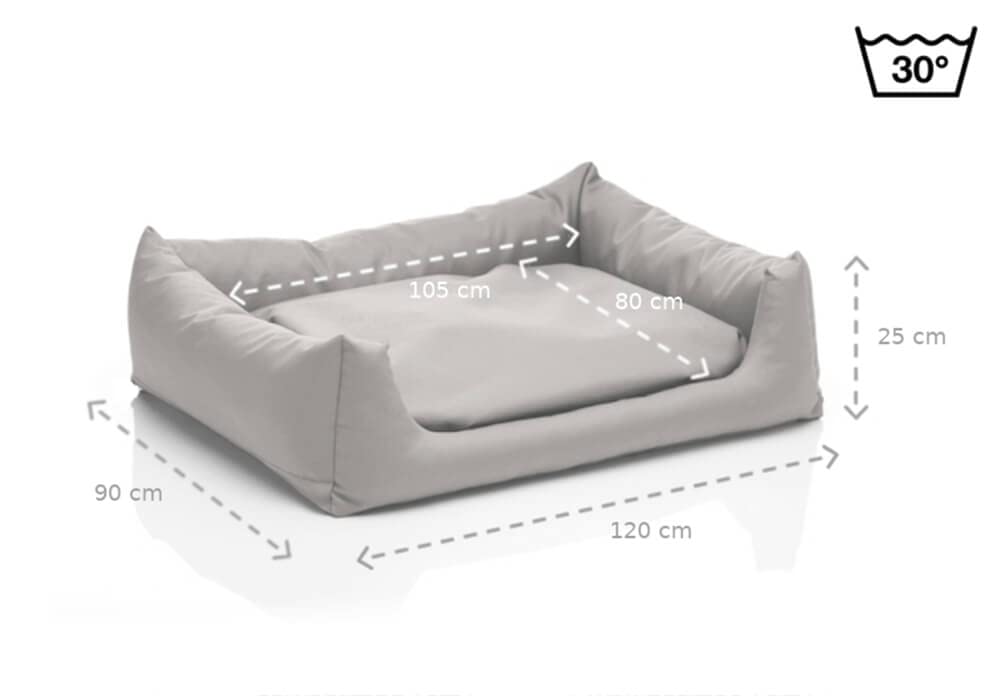 Juelle Cuccia per cani di taglia grande - Cuscino per cani di grossa taglia, fodera rimovibile, lavabile in lavatrice, letto soffice, divano per cani XXS-XL (dimensioni: XL - 120 x 90 cm, cenere